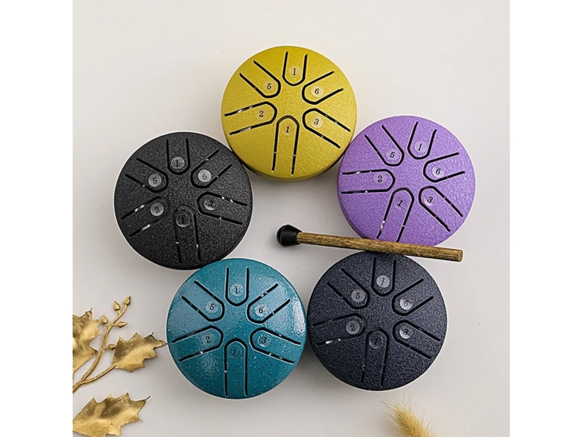 Conjunto De Mini Tambor Língua Aço Buddha Stones 7,6 Cm Para Cura Sonora, 6 Tons, Sem Preocupações, Handpan Aquaforge (3 Polegadas)