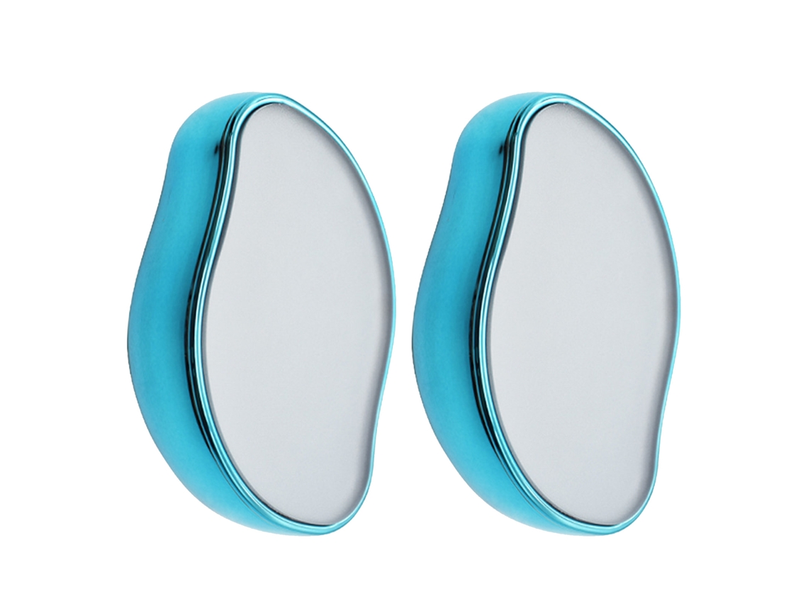 2 unidades de removedor de pelos de cristal reutilizável e indolor, azul.