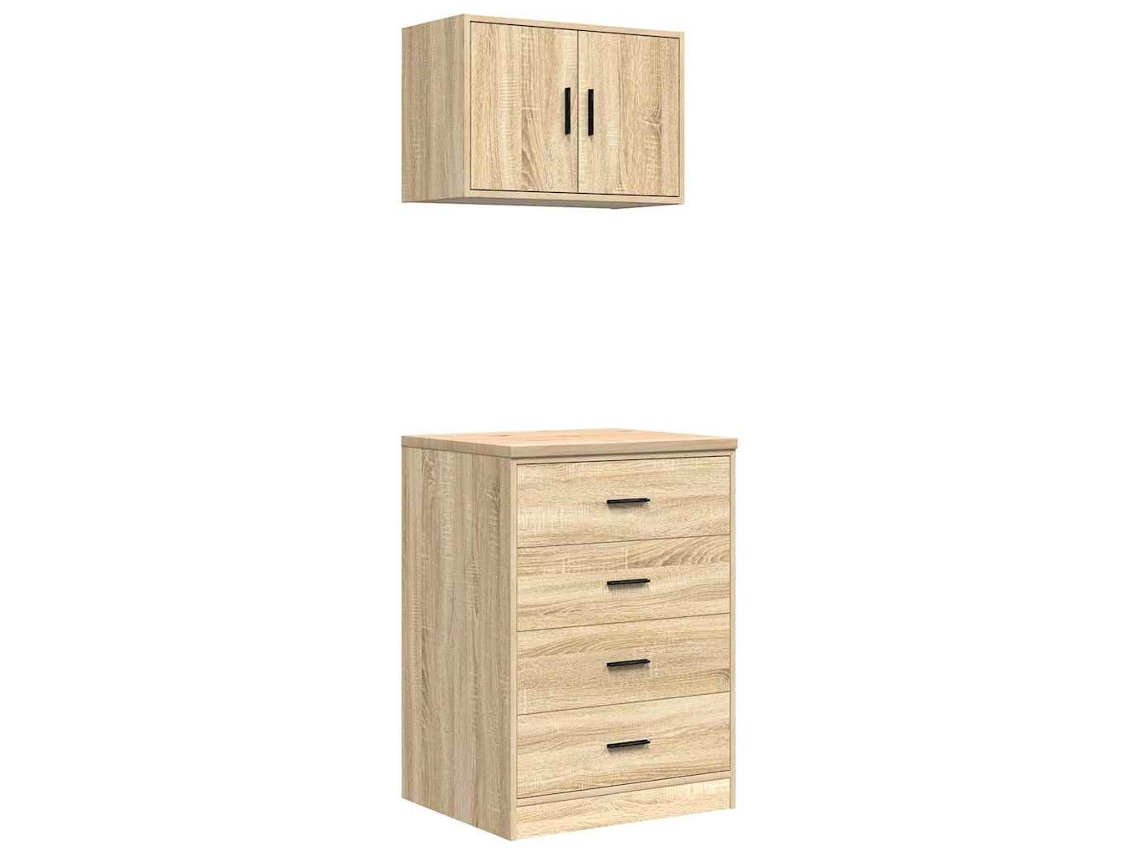 Conjunto de armários para garagem, 2 peças, em madeira Carvalho Sonoma da Madeira, EXCLUSIVO DA MAISON.