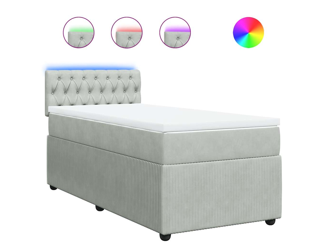 Cama com Molas/colchão 80x200 Cm Veludo Cinza claro MAISON EXCLUSIVE