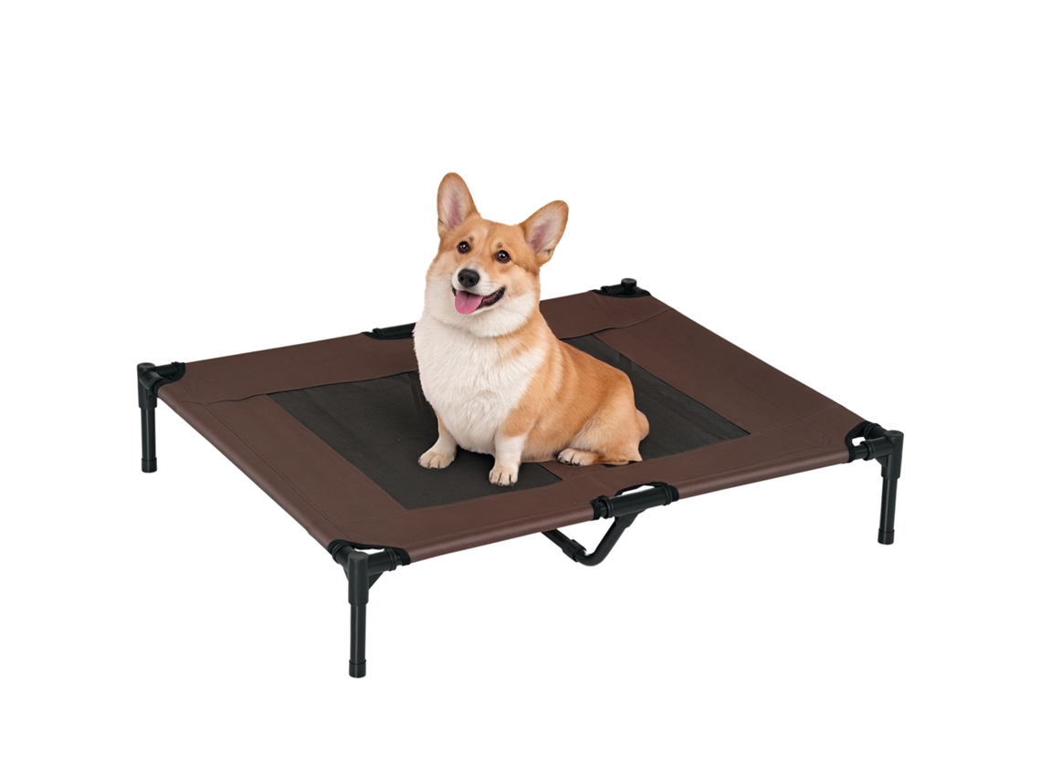 Cama para pets com área de tela respirável e tecido Oxford para interior e exterior 92x76x18 Cm em S/MARCA
