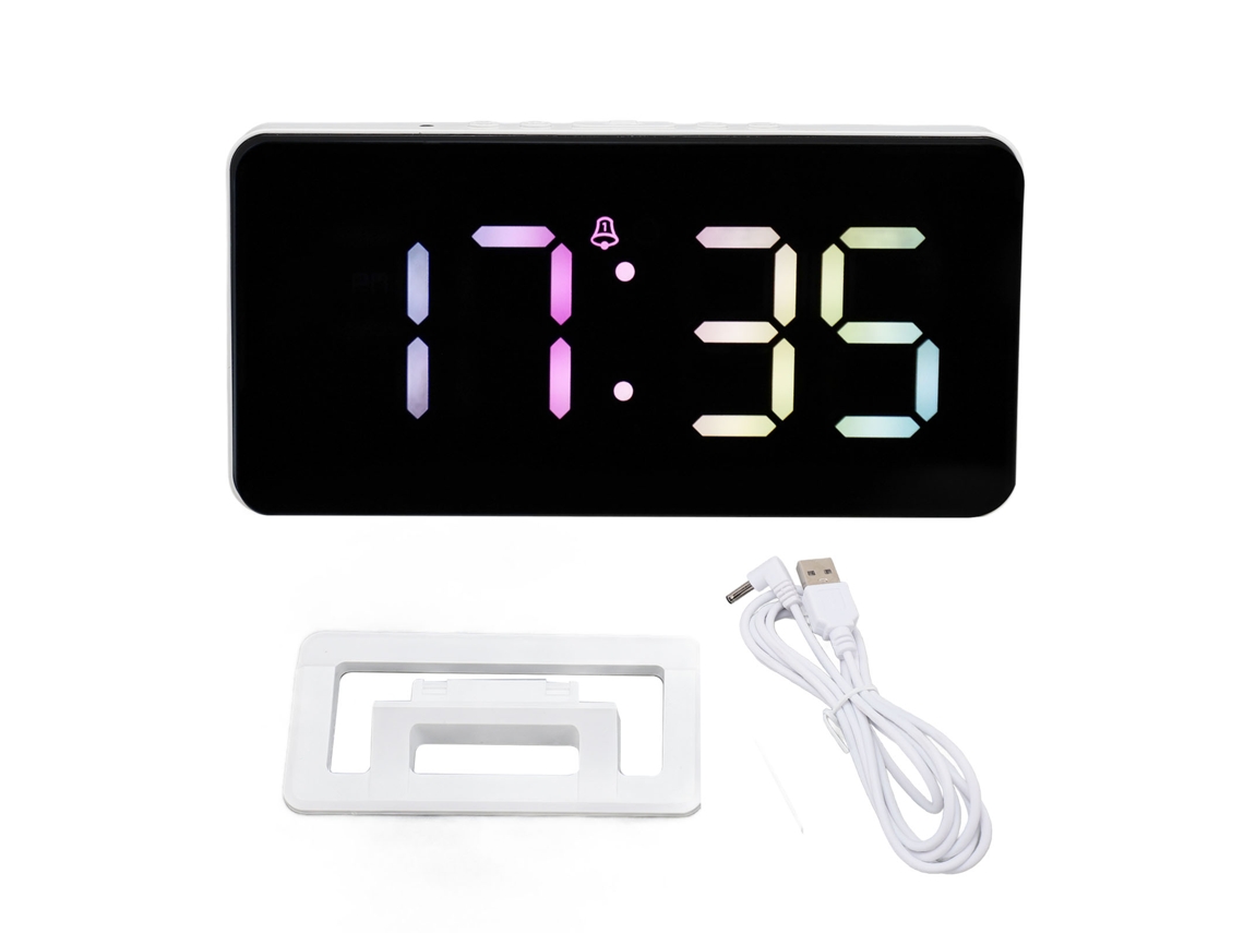 Reloj Digital Led Espejo Con Carga Usb Y Dos Alarmas Para Hogar Dormitorio Oficina