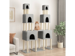 Vidaxl Árvore P/ Gatos C/ Postes Arranhadores Sisal 199 Cm Cinza-claro