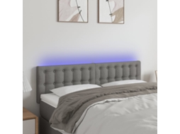 Vidaxl Cabeceira De Cama C/luzes Led Tecido 144x5x78/88cm Cinza-escuro