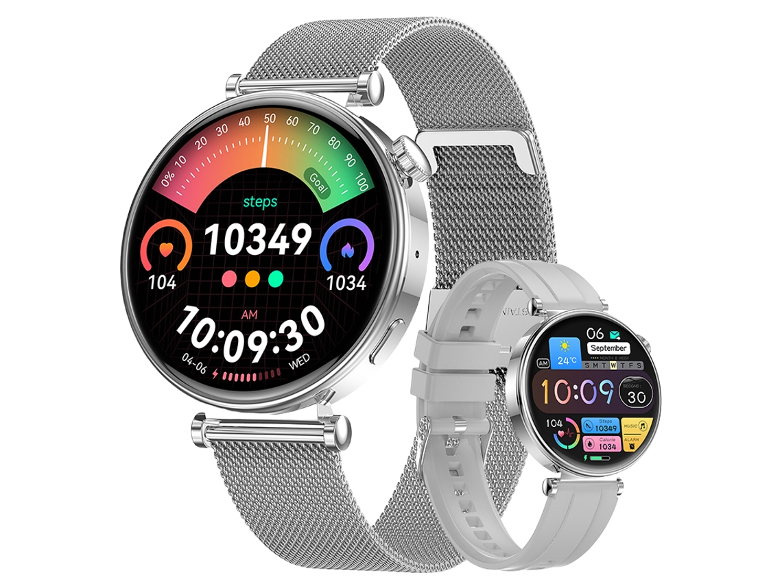 Smartwatch, Tela Amoled De 1,32 Polegadas Mdug (pulseira De Aço Prateado)