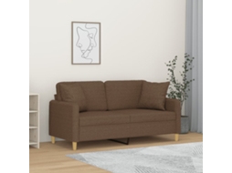 Vidaxl Sofá 2 Lugares + Almofadas Decorativas 140 Cm Tecido Castanho