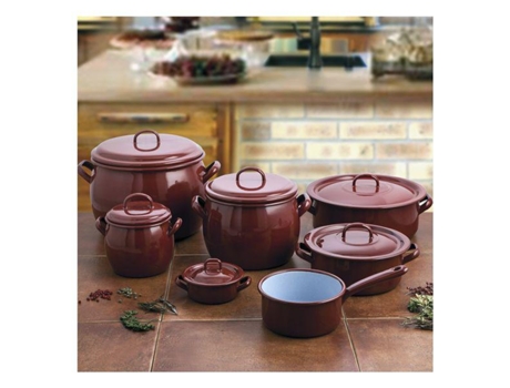 Caçarola com Tampa  Classic Castanho Aço Esmaltado - 10 cm