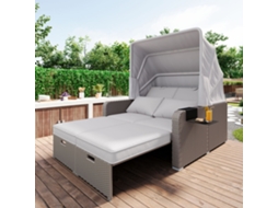 Redário Hollywood 3 Lugares com Almofada, Toldo Ajustável, Suporta 240 Kg, Cinza 172x110x153cm para Jardim