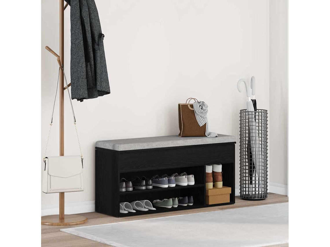 Vidaxl Banco Sapateira 102x30,5x45 Cm Carvalho Preto