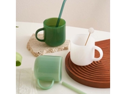 Xícara De Café Retrô Em Vidro Branco Jade, Resistente A Altas Temperaturas, Com Cores Vibrantes, Ideal Para Pequenas Bebidas E Gra Aquaforge