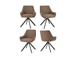 Conjunto de 4 Cadeiras de Jantar GOEURVANT Marrom Mocha Tecido