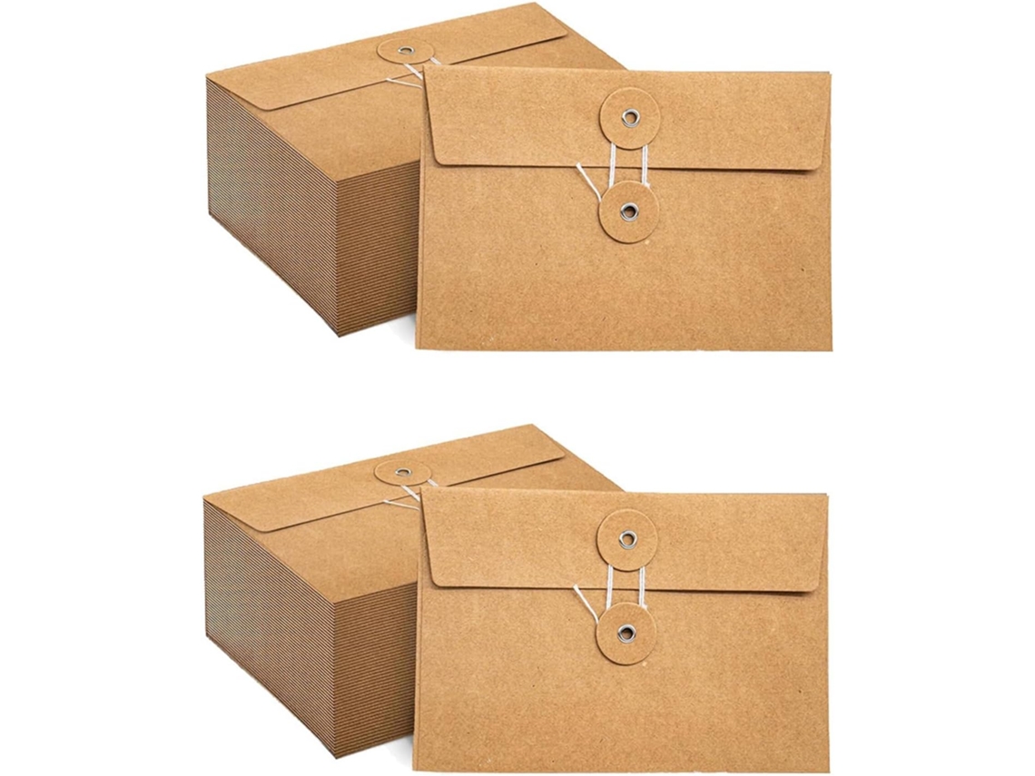80 Envelopes de Papel Kraft com Fecho de Cordão, Ideais para Projetos. SFUSHOS
