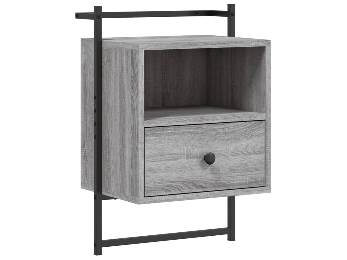 Bedside Cabinet, Bedside Cabinets Vidaxl Cinzeto Madeira Processada (n/a)