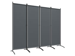 Biombo 4 Painéis Divisória de Ambientes Dobrável 221x172cm Cinza Escuro para Escritório Quarto BTFORUS