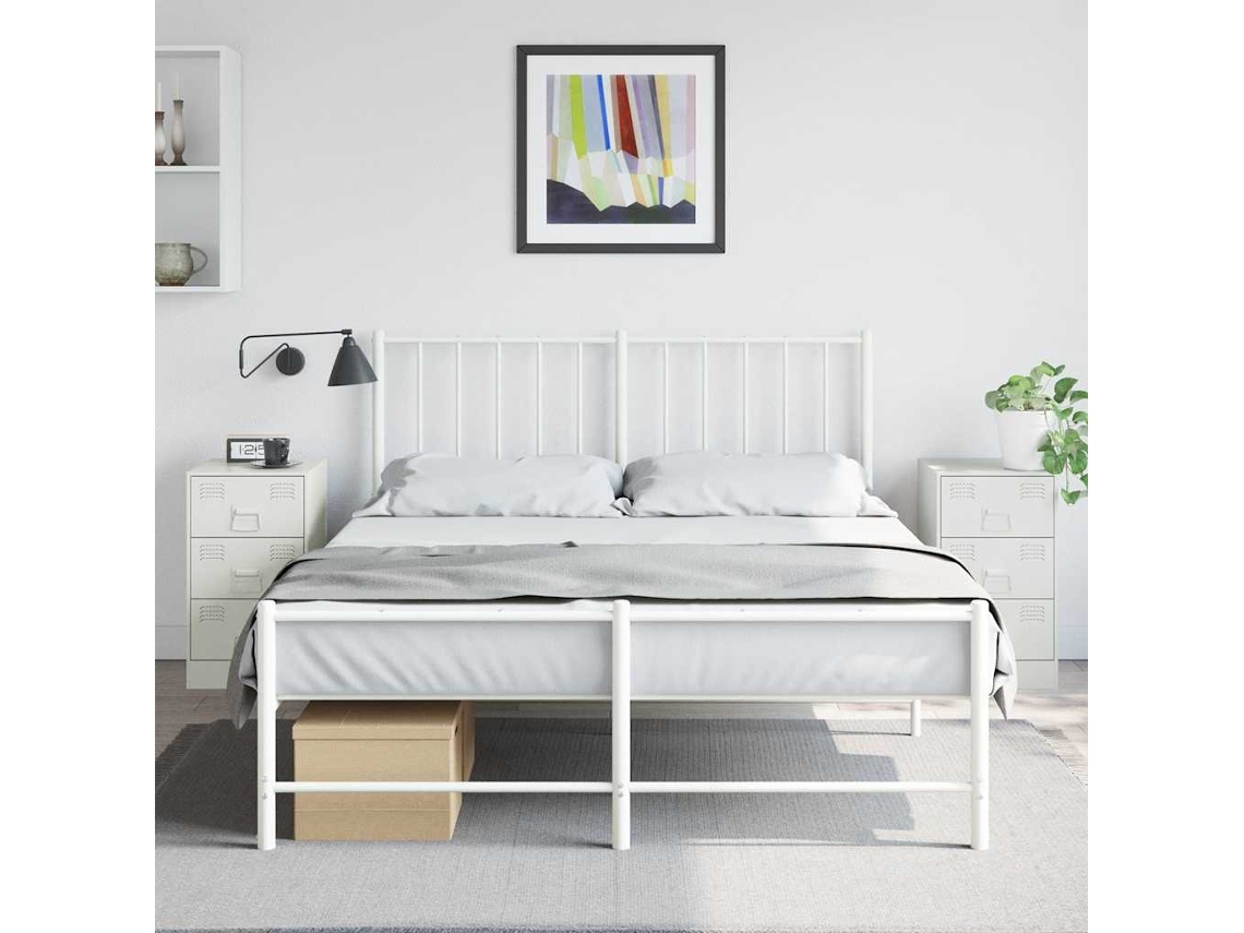 Vidaxl Mesas De Cabeceira 2 Pcs 34,5x39x62 Cm Aço Branco