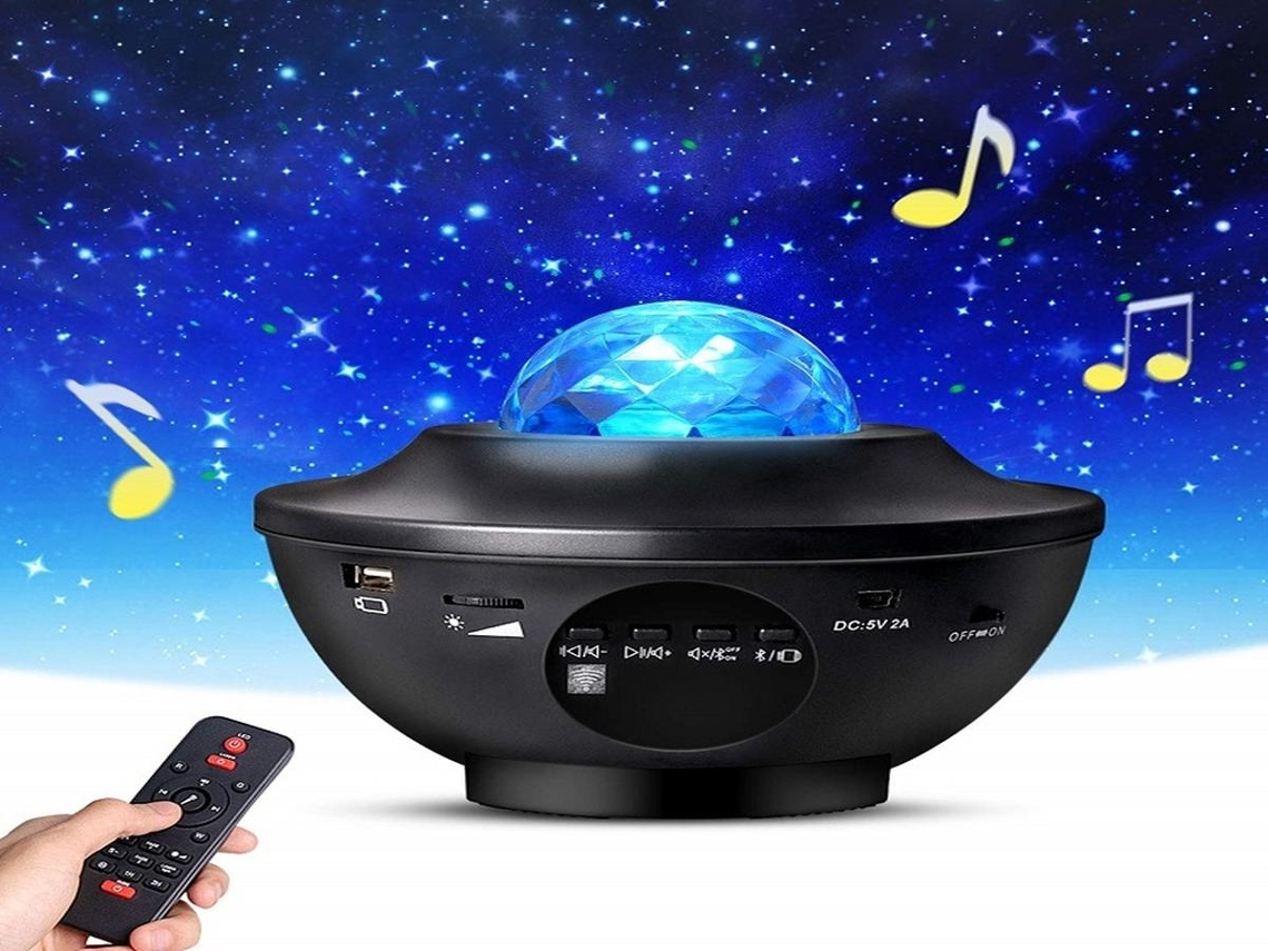 Projetor Lurelia Galaxy com Bluetooth Coluna, Controle Remoto, RGB, Céu Estrelado, Som Integrado, para Ambientes