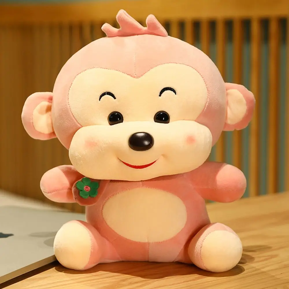 Almofada Decorativa para Sofá, Macia, de Pelúcia, com Estampa de Macaco. MDUG (rosa 23cm)