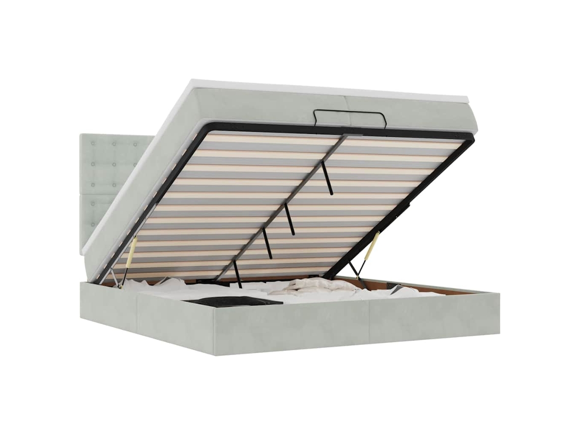 Ottoman Bed, Ottoman Beds Vidaxl Cinzeto Veludo (200 X 200 Cm)