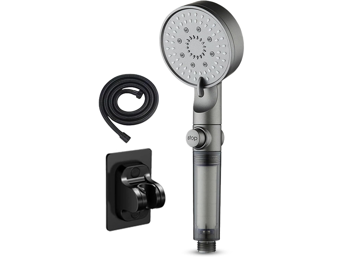 Kit De Ducha Manual Com Mangueira Para Água Dura E Suporte.