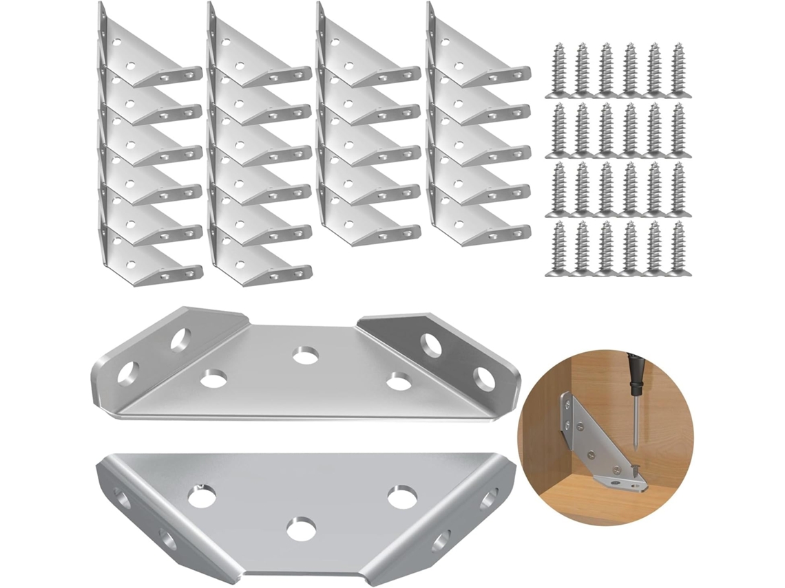 Cantoneira Universal Em Aço Inoxidável, Parafusos Em Aço Inoxidável, Reforço Laminado, Conectores De Fixação Em Três