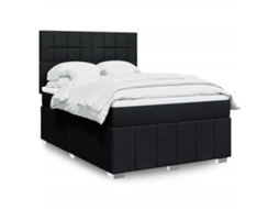 Vidaxl Cama Com Molas/colchão 140x190 Cm Tecido Preto