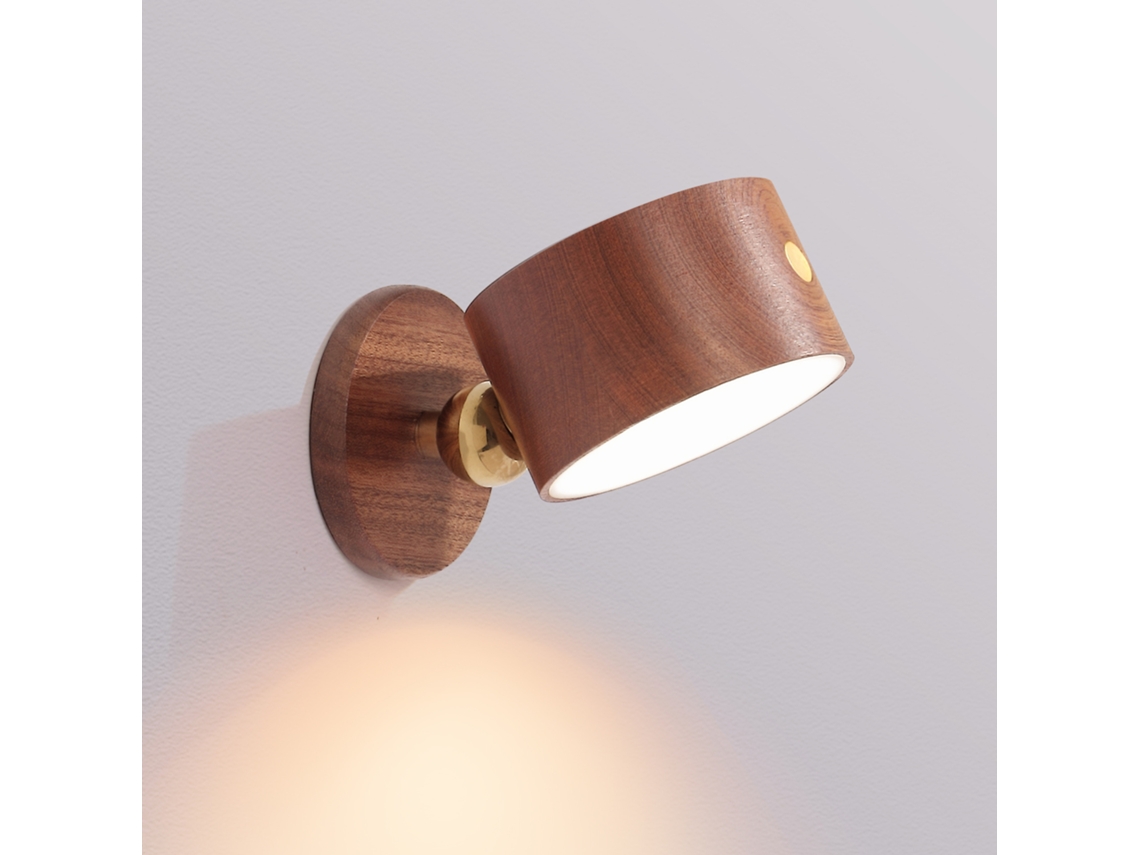 Luminária de Parede Led .alimentada por Bateria,porta de Carregamento Usb, Esfera Magnética com Rotação 360° Castanho CZHHMART