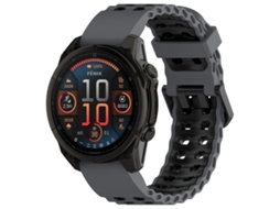 Bracelete Para Garmin Ocean (22mm) - Silicone Bicolor - Fivela Dupla Cinza E Preto