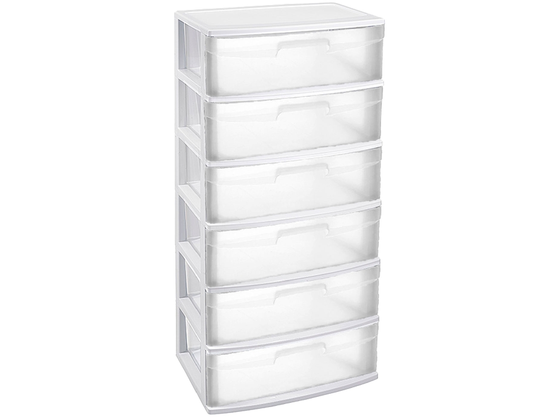 Gaveta De Organização Nilo Ideal Para Casa Ou Trabalho Fabricação De Plástico 6 Gavetas Translúcidas 119,5 X 56 X 40 Cm Cor Branco Acan