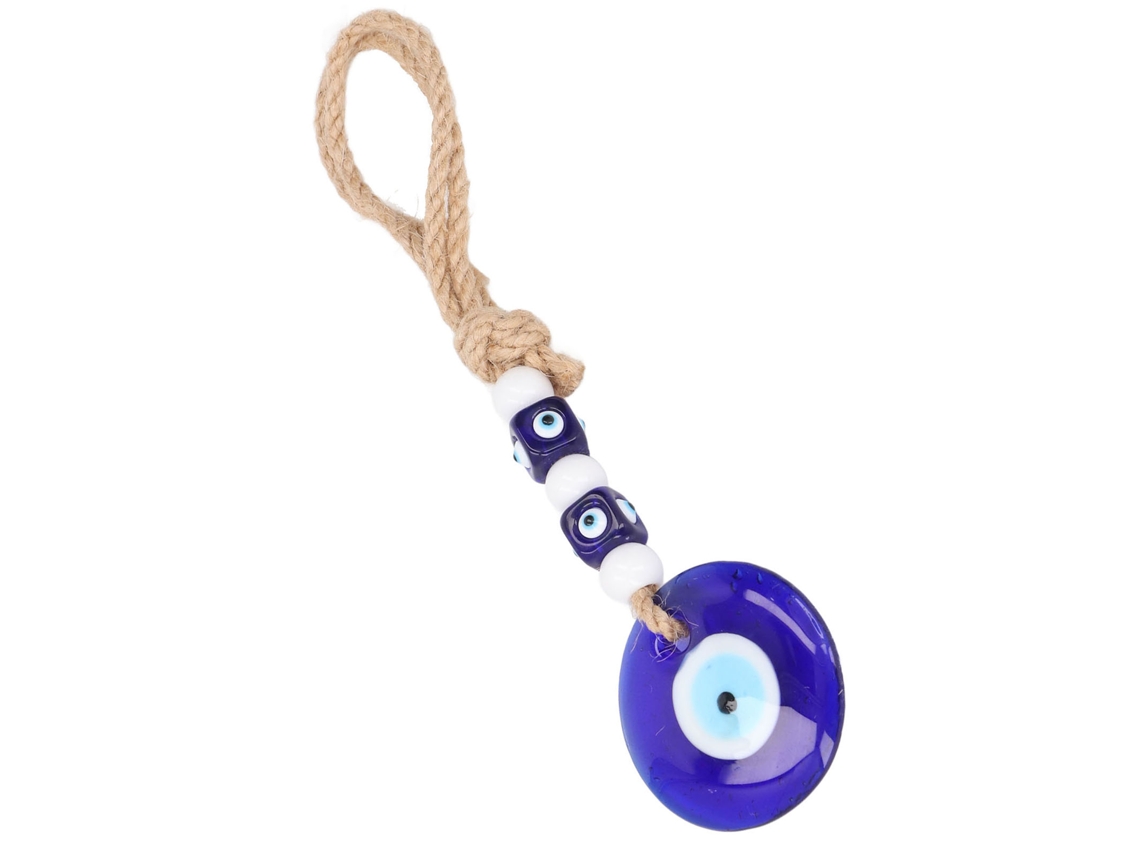 Colgante De Ojo Malo Azul Con Cuerda De Caña De Vidrio Exquisito Versátil Para Coche Y Hogar