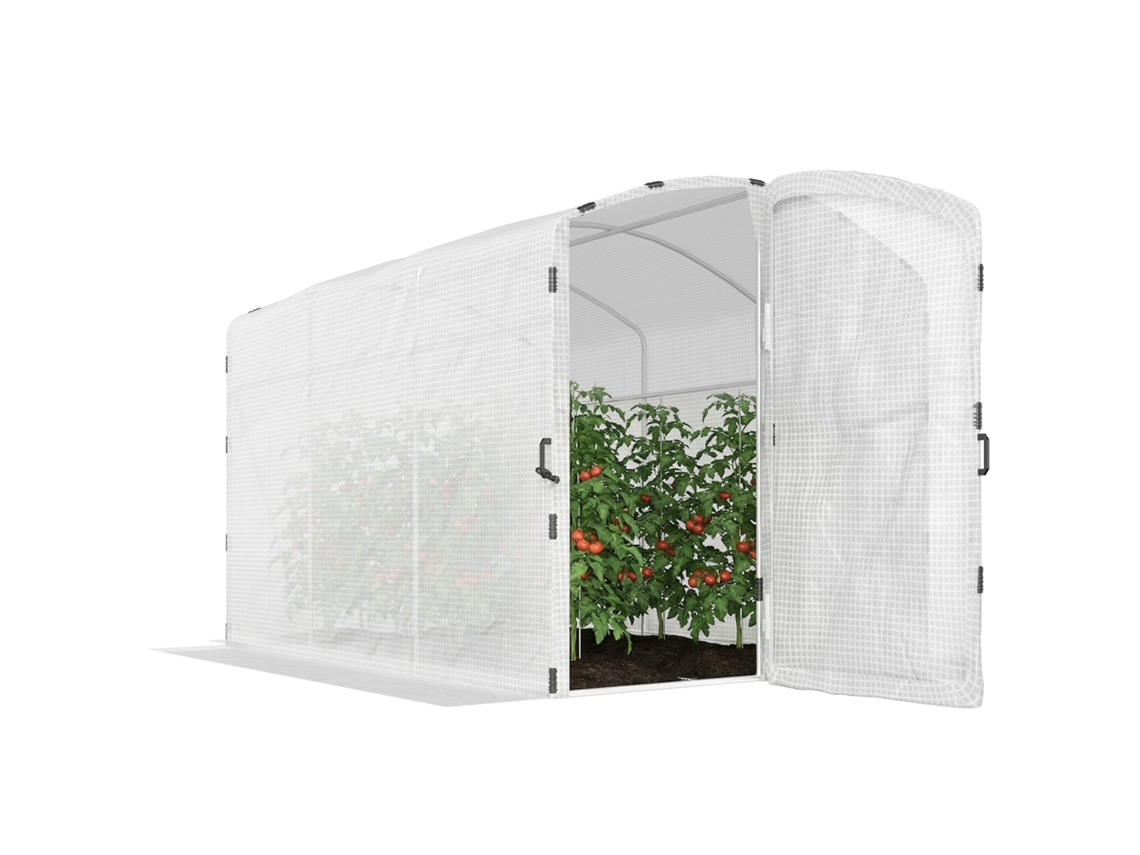 Estufa De Jardim Túnel 6m² Com Porta 300x200x195cm E Cobertura Pe 220g/m² Branca