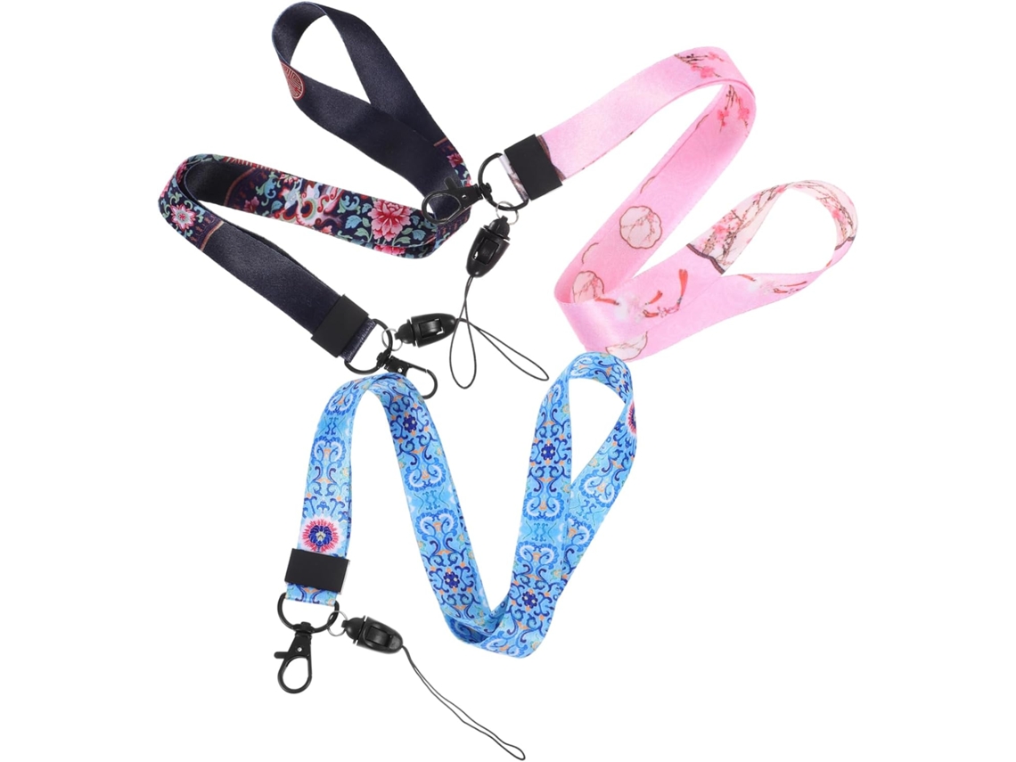 Conjunto De 3 Cordões Para Crachá Com Alças Antifurto E Suporte Giratório, Acessórios Duráveis Para Celular, Câmera E