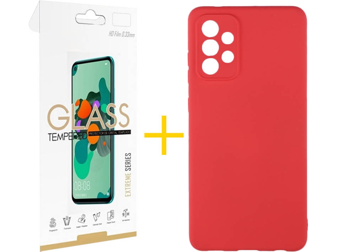 Capa e Película de Vidro Samsung A72 5G SKYHE Silicone Líquido Vermelho