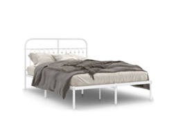 Bed Frame, Bed Frames Vidaxl Branco Aço (135 X 190 Cm)