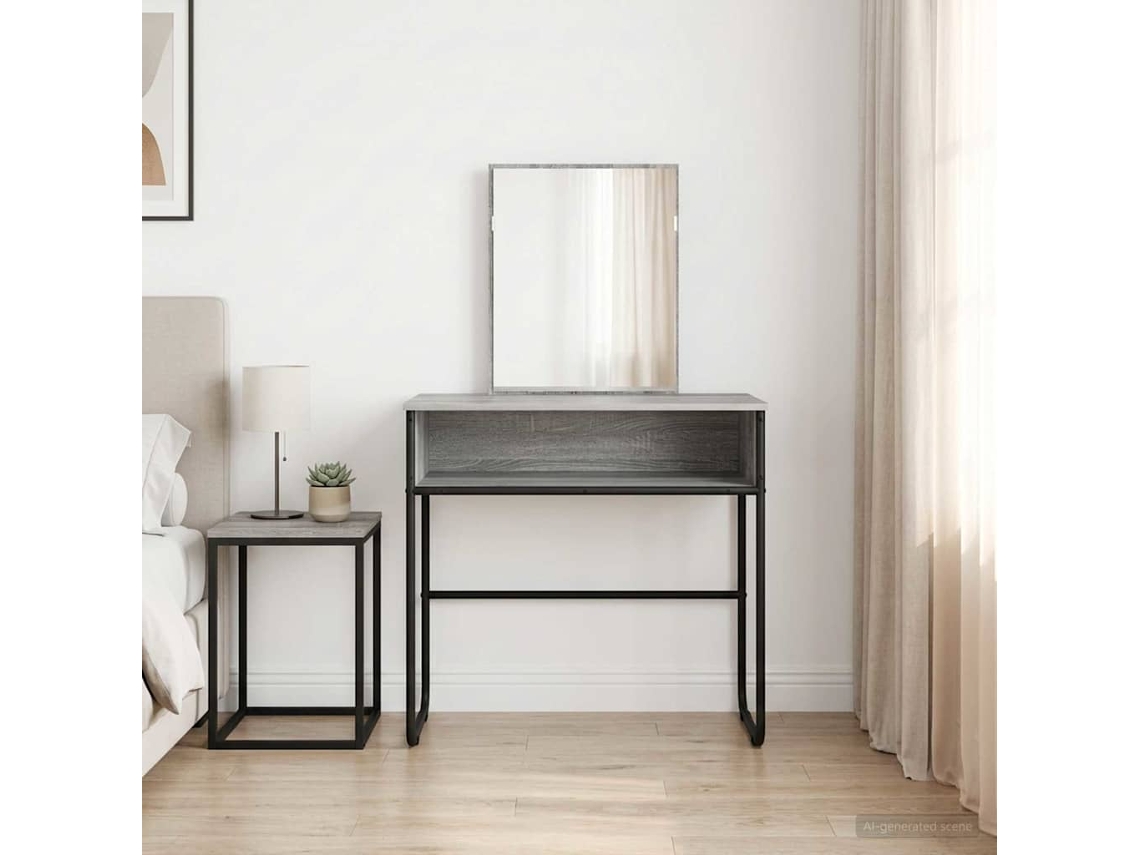 Vidaxl Mesa De Vestir Com Prateleira Sonoma Cinzento 81 X 40 X 131 Cm
