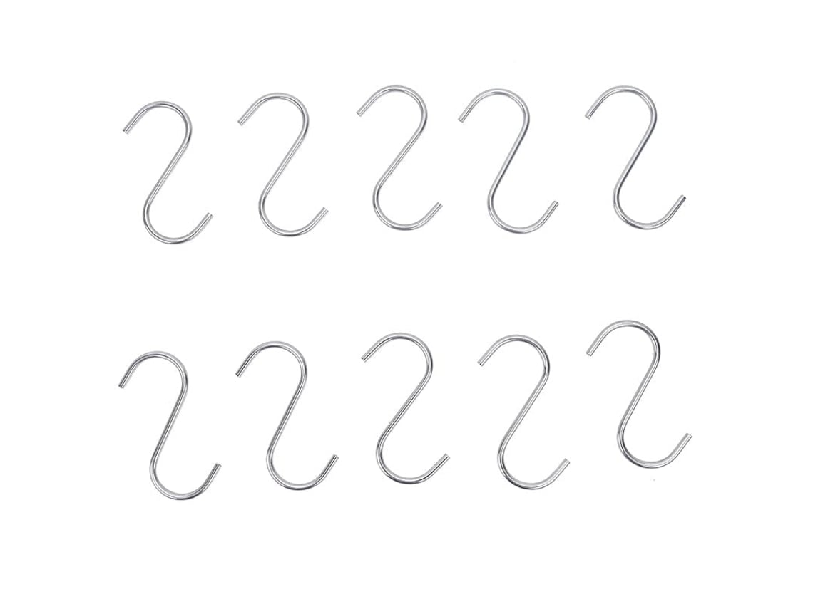 Conjunto de 10 Ganchos Portáteis em Aço Inoxidável para Utensílios Cozinha, Estilo Gancho em S BRILVIBERA