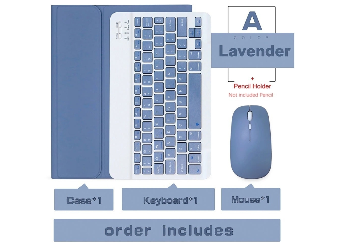 Capa Com Teclado Para Tablet Lurelia, Compatível Com I Pad Pro De 11" 2024, Roxo Escuro, Teclado Bluetooth, Rato 2.4g
