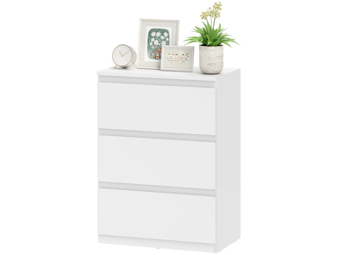 Cómoda Com 3 Gavetas, Móveis De Armazenamento Modernos Para O Quarto, Branco
