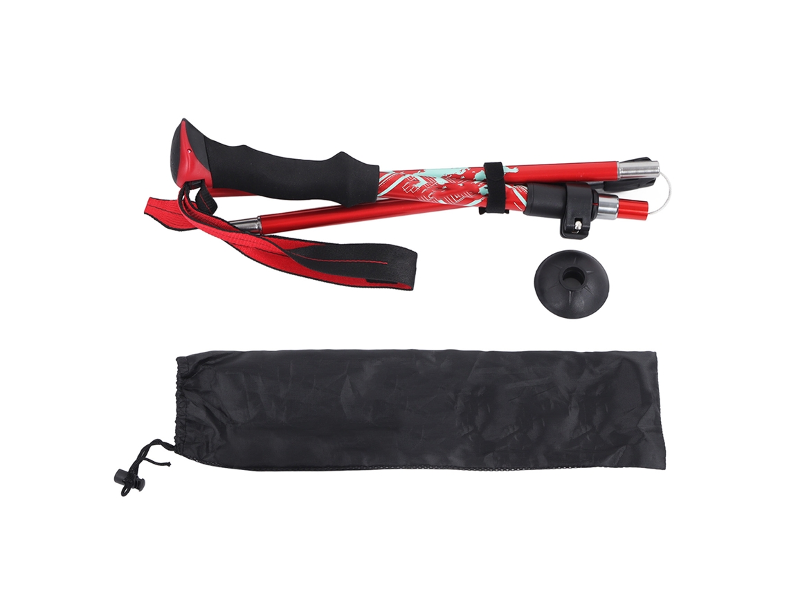 Pau de Trekking Alumínio Telescópico Vermelho Brilhante
