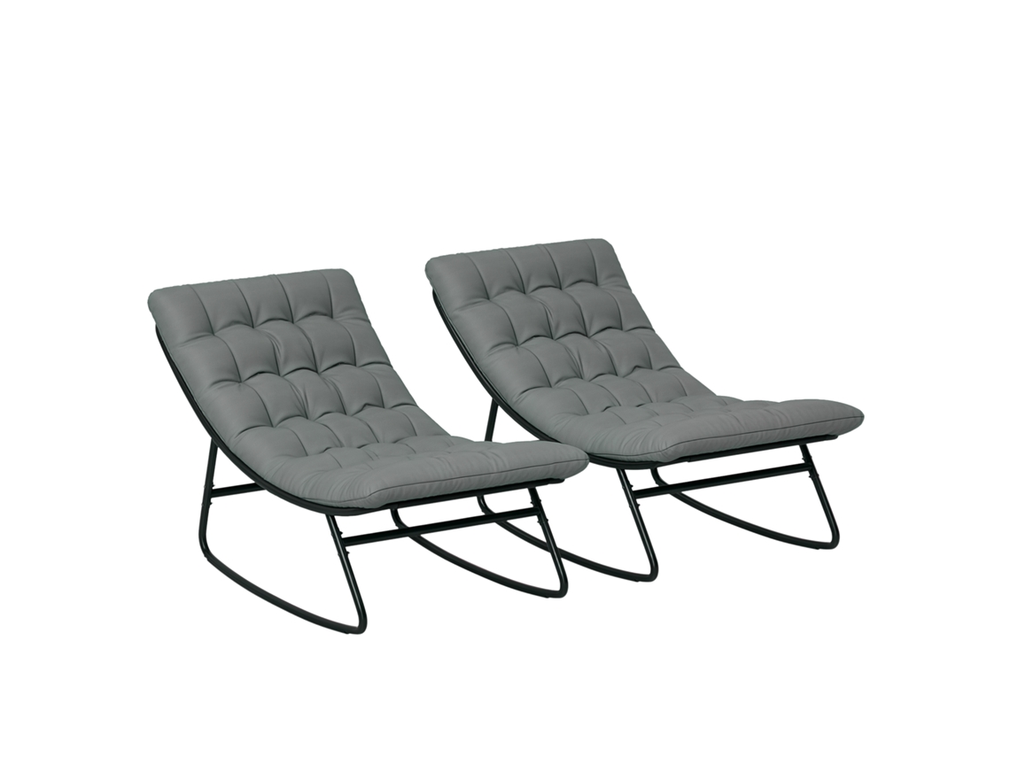 Conjunto 2 Cadeiras de Balanço Exterior Textilene e Aço Cinza ZACHARY