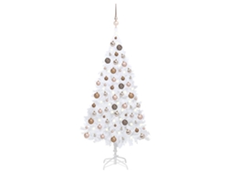 Vidaxl Árvore Natal Artificial Pré-iluminada C/ Bolas 150cm Pvc Branco
