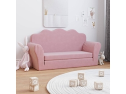 Vidaxl Sofá-cama Infantil De 2 Lugares Pelúcia Macia Rosa