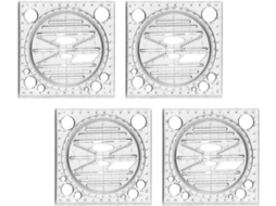 Lurelia Kit Geométrico 4 Peças Em Plástico Com Transparente Para Desenho Técnico