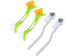 Conjunto De 4 Escovas De Limpeza De Rejunte Com Cabeça Dupla E Cabo Curvo.