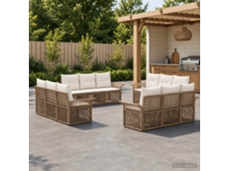 Vidaxl Conjunto De Sofá De Jardim 12 Unid. Bege Vime Pe