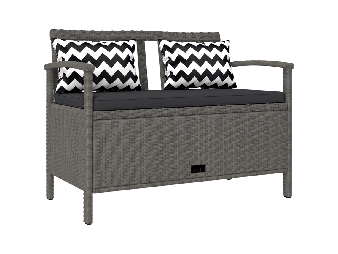 Banco Jardim Exterior 2 Lugares Arrumação 160l Rattan Pe Almofada