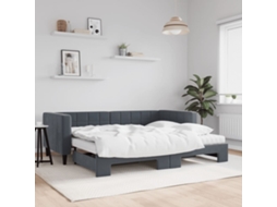 Sofá cama con cajón y colchones 90x190cm Terciopelo Gris Oscuro