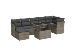 Conjunto de 8 Sofás de Jardim com Almofadões Vime Pe Cinzento MAISON EXCLUSIVE (8 pcs)