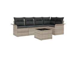 Conjunto 6 Conjunto De Sofás Para Exterior Vidaxl Cinzento Vime Pe (242,5 X 132,5 X 69 Cm)