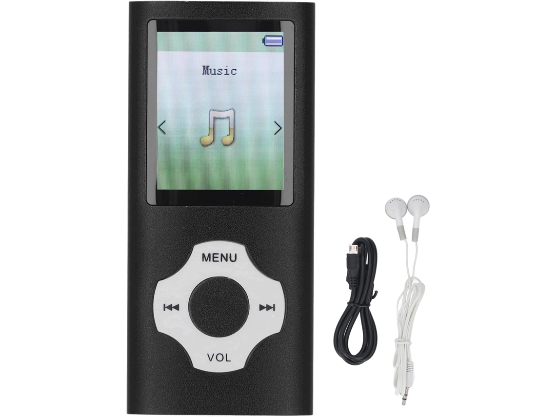 Reprodutor de MP3 e MP4, portátil, com tela de 1,8 polegadas, 128 GB de memória expansível e sistema de áudio HiFi Voice (preto)