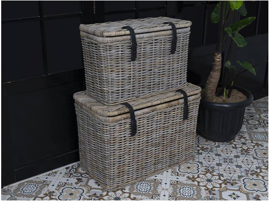 Cofre e Baú Nefta OZAIA (Cinzento - Rattan e fibra natural)